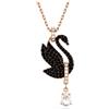 SWAROVSKI PENDENTE SWAN, CIGNO NERO, PLACCATO ORO ROSA 5678045