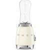 Smeg, Frullatore da Tavolo Compatto PBF01CREU, 2 Livelli di Velocità, Sicurezza Blocco Motore, 2 Bottiglie da 600 ml in Dotazione, Base Antiscivolo, Avvolgicavo Integrato, 300W, Panna