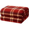 Corredocasa Plaid in Pile Ultra Morbido e Soffice con Elegante Trama Scozzese Made in Italy - Leggero e Confortevole - Perfetto per Divano, Letto (Rosso/Arancio, Matrimoniale 210x240)