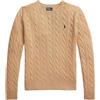 Polo Ralph Lauren maglia donna a trecce misto cashmere Cammello XS,S,M,L,XL