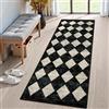 Lahome Tappeto da cucina lavabile bianco e nero, 2 x 5 cm, morbido, antiscivolo, per lavanderia, bagno, con retro in gomma, motivo a graticcio marocchino per bambini e animali domestici, per comodino