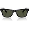 Ray-Ban Occhiali da Sole RB2140 129431 Wayfarer Nero Su Trasparente/Verde Unisex