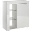 MMT Furniture Designs Ltd Credenza moderna bianca lucida - Mobile da soggiorno bianco lucido con luci a LED - Colore: bianco opaco/lucido, piccola