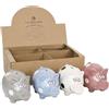 Set 4 Pezzi Salvadanaio A Forma Di Maialino Ceramica Monete Porta Soldi dfh