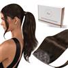 Hetto Coda Extension Capelli Veri Castano 50cm 80g Coda Capelli Extension Veri Remy Lisci Ponytail Hair Extensions #4