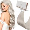Hetto Extension Capelli Veri Biadesivo Biondo platino - Remy Capelli Umani Tape Estensioni, Invisibile Adesive, Look Naturale per Uso Quotidiano 20pcs 50g 60cm