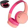 Belkin SoundForm Mini Cuffie wireless per bambini con microfono, 30 ore di riproduzione, adesivi divertenti, headset over-ear per didattica online, scuola e viaggi; per iPhone, iPad e Galaxy, rosa