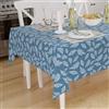 Encasa XO Tovaglia Cotone Stampata 140x230 cm per 6 to 8 seater Tavolo da pranzo, lavabile in lavatrice, resistente, rettangolare, per la casa, ristorante, banchetto - Grandi foglie blu