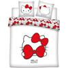Aymax Parure da letto matrimoniale Hello Kitty Bow, 2 persone, copripiumino reversibile 240 x 200 cm + 2 federe 65 x 65 cm, bianco