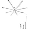 VEVOR Ventilatore da Soffitto da 244 cm Senza Luce, Telecomando a 6 Velocità, 8 Pale in Alluminio, Motore DC Reversibile, Moderno Ventilatore a Filo per Soggiorno, Patio, Nichel Spazzolato