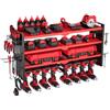 VEVOR Scaffale per Utensili Elettrici da Parete, Portautensili da Parete per Trapani a 4 Livelli con 8 Supporti per Trapano, Portaoggetti con Pannelli Forati Laterali, per Utensili da Garage Officina