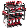 VEVOR Scaffale per Utensili Elettrici da Parete, Portautensili da Parete per Trapani a 4 Livelli con 4 Supporti per Trapano, Portaoggetti con Supporto per Cacciavite, per Utensili da Garage Officina