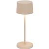 Zafferano, Lampada Olivia Micro, Lampada da Tavolo Ricaricabile e Senza Fili con Controllo Touch, Adatta per Salotto ed Esterni, Dimmer, 2200-3000 K, Altezza 20 cm, Colore Sabbia