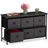 Relaxdays Cassettiera Camera da Letto, Comò con 6 Cassetti in Tessuto, HLP, Struttura Acciaio, Grigio Nero, 40% Poliestere, LP: 51x87x32 cm