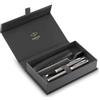 Parker IM Duo Pen Gift Set | Stilografica, penna a sfera e astuccio per penna | Finitura in acciaio inox con finiture cromate | Punta media | Ricariche inchiostro blu | Regali di laurea perfetti