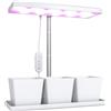 Outsunny Lampade per Pianta da 30 Luci LED con 3 Vasi, Timer e Illuminazione Regolabile, 31.8x13.4x18.6-35.6 cm, Bianco | Aosom Italy