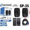 2 Casse Amplificate Sp-35 300W Karaoke Bluetooth Microfono Wireless Trolley mar