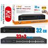 Kit Nvr Hd 32 Canali + Switch PoE 32 Porte 1080p 500W Nvr3232 linq