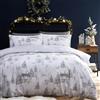 furn. Midwinter Toile Set Copripiumino (Neve - King) | Reversibile Festiva Casetta Innevata Invernale Animali Del Bosco Policotone Biancheria Da Letto Facile Da Curare