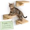 Knupis Percorso Gatti Da Parete - 3 Mensole Gatti Arrampicata in Legno Di Pino Fsc® - Tessuto Antiscivolo - Facile Da Montare - Capacità Di Carico Fino A 30 Kg (Beige)
