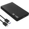 Sh. Case Esterno per Hard Disk 2.5 SATA a USB 3.0, Box per SSD/HDD Portatile, Case SSD, Custodia Disco Rigido con UASP 5Gbps, Adattatore Esterno Compatibile con PC, Laptop, PS4, Xbox