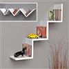 BAKAJI Libreria Mensole da Parete Moderna Design Zig Zag Mensola Scaffale in Legno Melaminico Dimensione 70 x 15 x 14 cm (Bianco)