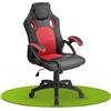 Juskys Sedia racing da scrivania Montreal ergonomica regolabile in altezza e imbottita portata 120 kg Sedia da ufficio girevole Sedia da gaming per PC - rosso