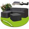 Juskys Lounge in polyrattan Punta Cana M resistente alle intemperie con divano 3 posti, sgabello, tavolo e cuscini per 3-4 persone - lounge da giardino Set di mobili da giardino nero/grigio