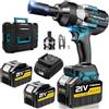 HECUSAM Avvitatore A Impulsi Senza Filo, 2100 Nm Di Coppia Massima, Chiave A Percussione 3/4 Con Due Batterie Da 6000mah, Adattatore Da 1/2 Pollici, Caricatore Rapido, Auto Familiare/macchine pesanti