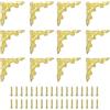 QUARKZMAN 12pz Angolo Piatto Vintage, 2 x 2 Angoli per Scrivania in Metallo in Lega di Zinco Copriangoli Decorativi con Chiodo di Montaggio per Mobili Scatole di Gioielli, Oro