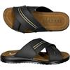 VIRGO FIRENZE Ciabatte Uomo Classiche a Fasce Incrociate, Pantofole Aperte Made in Italy Plantare Vera Pelle, blue, 42