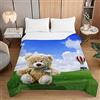 Surwin Trapuntino Copriletto Trapuntato Primaverile Estivo, Trapuntino in Morbida Microfibra Leggero con Stampa Orso di Peluche 3D, Copriletto Letto Singolo e Matrimoniale (Erba,100x150cm)