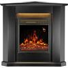 Juskys camino elettrico 1000/2000 W con riscaldamento, fuoco di camino, effetto fiamma, telecomando, illuminazione a LED e timer - Camino elettrico angolare nero