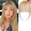 XFSRG Frangetta Capelli Veri Clip Naturale Capelli Finti Extension Parrucca con Frangetta per Donna (Grigio Dorato)