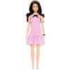 Barbie - Bambola Fashionistas n. 224 da collezione 65° Anniversario, con capelli ondulati neri, abito a quadretti rosa e accessori inclusi, giocattolo per bambini, 3+ anni, HRH21