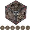 DND DADO Set di Dadi Rotanti DND, 6-in-1 Spinner in Metallo, Design a Rilievo 3D, Dadi Poliedrici Girevoli, Regalo D&D con Scatola Logo Drago, RPG, MTG, Giochi da Tavolo, Accessori per Giochi di Ruolo, Nero