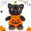 KMFASVX Gatto Nero Peluche Giocattolo - Dotato di animali da cartone animato spaventoso, novità decorazione per la casa in peluche | adorabile figura di peluche a tema Halloween, compagno confortevole (B)