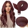 Full Shine Extension Adesive Capelli Veri Adesivo Invisibile Per Capelli Umani Veri 10 Pollici 30 G Capelli Lisci Corti Nastro Per Le Donne 99J Colore Vino Rosso Extension Per Partito