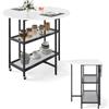 LIFEZEAL Tavolo da pranzo rotondo, 100 cm, tavolo da cucina moderno con piano pieghevole, struttura in marmo, struttura in metallo, mobile allungabile pieghevole per interni con 2 ruote, ripiani (bianco)