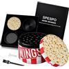 Spespo Grinder, Trita Erbe Metallo 63mm - Macinatore Spezie a 4 Strati con Stampa 3D Cibi Realistici | Include Raschietto & Spazzola | Confezione Regalo Nera (Popcorn)