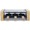 H.Koenig Apparecchio multifunzione per raclette 6 persone WOD6, Professionale, Raclette, Fonduta, Pietra di granito e legno naturale, Piastra rimovibile, 6 teglie e 6 spatole di legno, 900W