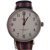 Timex Orologio al quarzo FAIRFIELD VILLAGE quadrante in ottone 37 MM case colore argento - quadrante bianco cinturino in tessuto Reversibile Slavato Rosso-Blu-Bianco/Blu-Verde 18 MM con luce notturn