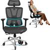 MELOKEA Sedia Ufficio Ergonomica Cuscino in Rete, 4 Angoli Inclinazione, Braccioli 4D, Supporto Lombare, Profondità Regolabile, Ruote in Gomma Massima Capacità 150kg, Sedia da Scrivania Girevole Nera