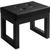 IBUYKE 16" Piccolo Poggiapiedi Ottomano, Sgabello Rettangolare in Pelle PU con Sedile Imbottito e Gambe in Metallo, Poggiapiedi Ottomano Moderno per Poltrona Camera da Letto Soggiorno, Nero WBD026B