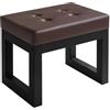 IBUYKE 16" Piccolo Poggiapiedi Ottomano, Sgabello Rettangolare in Pelle PU con Sedile Imbottito e Gambe in Metallo, Poggiapiedi Ottomano Moderno per Poltrona Camera da Letto Soggiorno, Nero WBD026B