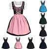 Generico Abito Tradizionale Dirndl da Donna Midi con Grembiule Elegante e Casuale Costume Bavarese Birra Dirndl Abito Tirolese Costumi Cosplay per Feste di Halloween (Black, L)
