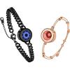 tartoow Braccialetti a Vibrazione Touch a Distanza-Regali per Relazioni a Distanza per Fidanzata e Fidanzato-Braccialetti dell'Amore per Coppie - Bluetooth GD001 Nero S Oro M