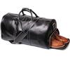 Alice Fan Borsa da viaggio da uomo in vera pelle bovina borsa a tracolla borsa da viaggio borsa da fine settimana borsa da palestra sport da portare su borsone, Nero-20 pollici con scomparto per scarpe