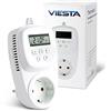 VIESTA® TH12 termostato presa, programmabile, 7 giorni, 230 V / 16 A / 3600 W, 5-35°C, 0,5°C, display LCD, memoria EEPROM, funzione antigelo, per riscaldatori elettrici, pannelli riscaldanti