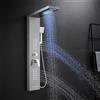 KINKIBOS Torre doccia LED con miscelatore, 5 modalità: pioggia e cascata, getti massaggianti corpo, doccetta e beccuccio per vasca, pannello in acciaio inox spazzolato